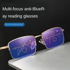 ZENOTTIC Мультифокальные Прогрессивные очки для чтения мужские и женские мужские бизнес полуоправы анти-синий светильник дальнозоркий диоптрий очки