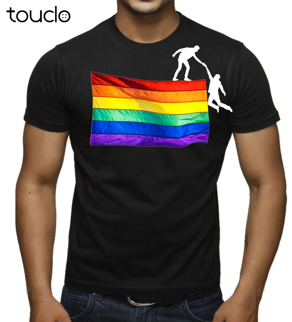 

Men'S Rainbow Flag Teamwork Black T Shirt Lgbt Ally Gay Pride Equality Tee V231 Unisex Tshirts For Adults