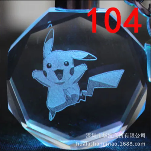 104 Карманный монстр мультфильм брелок Покемон Blastoise Charmander Пикачу светодиодный светильник кристалл кулон брелок Детская игрушка посылка Llavero - Цвет: 104