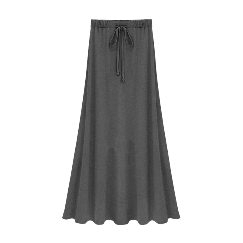 Темно-серый Summer Long Skirts for Women Big Size Black Gray High Waist Split Lace Up Ladies Elegant Bodycon Maxi Skirt Plus Size 5xl 6xl - Цвет: Темно-серый