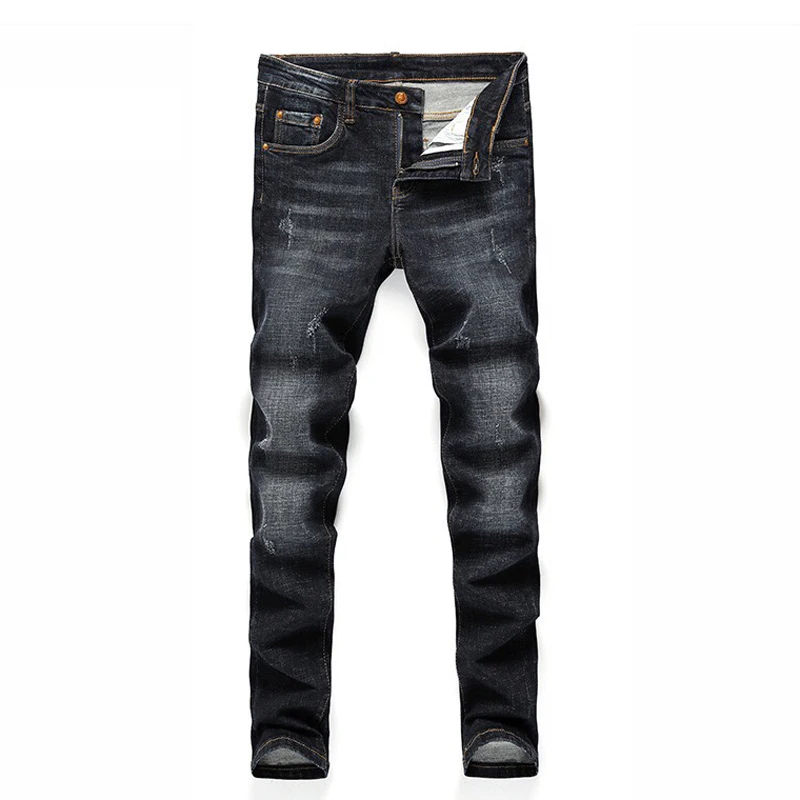 

wholesale 2021 Fashion casual Men's light blue little bee embroidery men's denim trousers stretch slim feet pencil jeans
