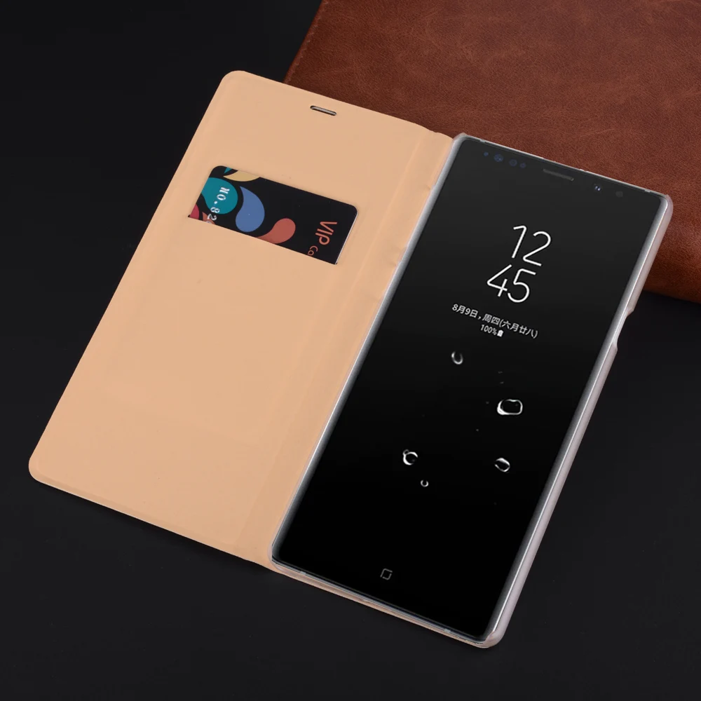 Тонкий кожаный чехол кошелек с откидной крышкой и держателем для карт сумка