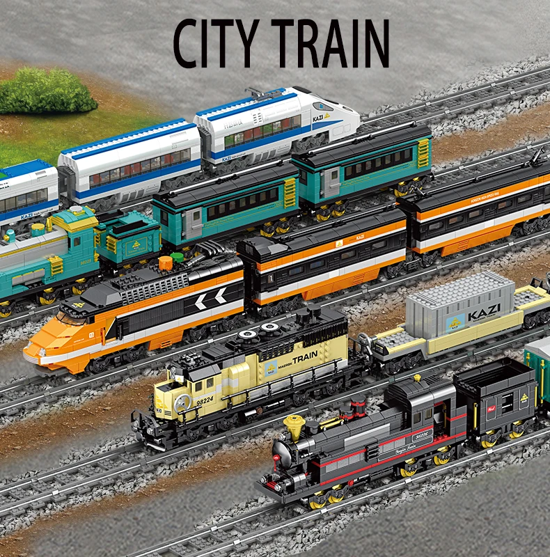 Высокоскоростной поезд Fuxing Электрический детская головоломка в сборе здание