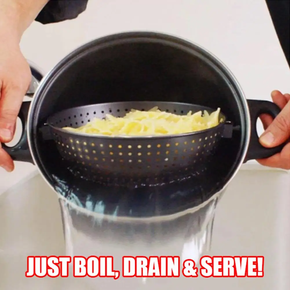 New 2-in-1 Cooking Pot With Swivel Strainer Not Sticky Practical For Kitchen Drain Pasta Vegetables | Дом и сад