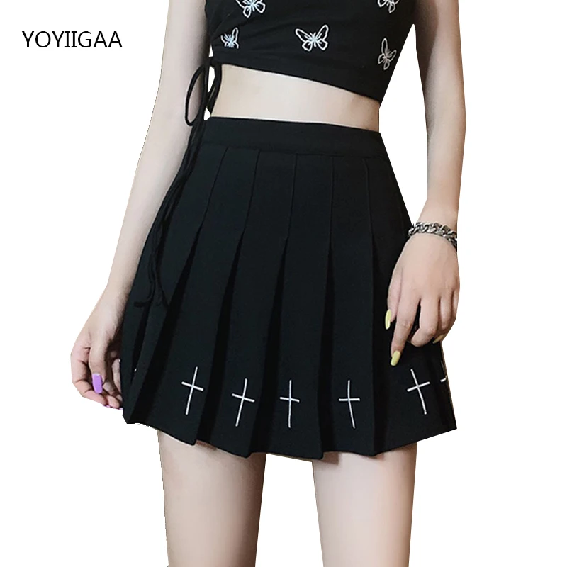 Женские плиссированные юбки в стиле Харадзюку мини-юбка с высокой талией милая
