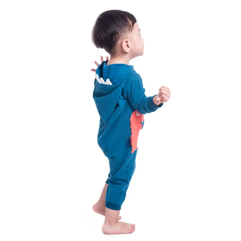 Детский комбинезон с капюшоном и рисунком динозавра для маленьких мальчиков