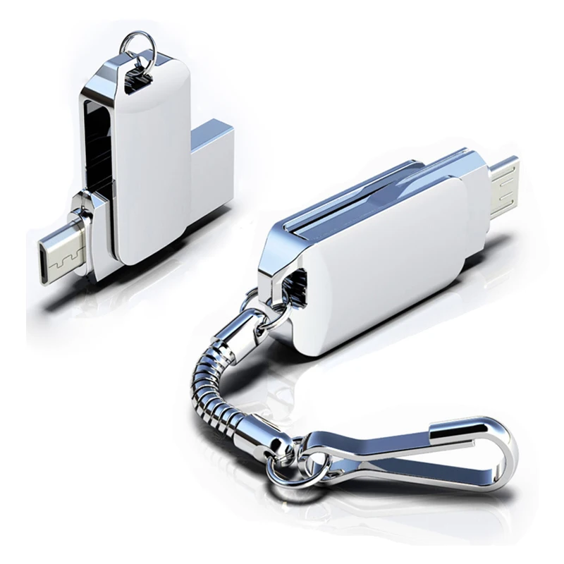 Металлический флеш-накопитель 32 ГБ, USB флеш-накопитель 64 ГБ, 16 ГБ, 128 ГБ, USB OTG, Micro USB флешка, карта памяти для Android, U диск