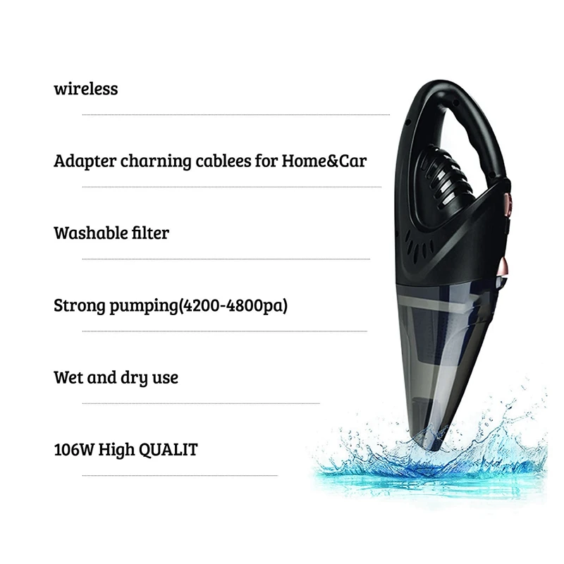 Портативный Автомобильный Пылесос аккумуляторный литиевый аккумулятор