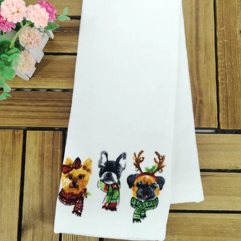 

1pc Christmas Cotton Face Towel Hand Towels With Simple Embroidery Home Hotel Travel General Use 45x70cm 17.7"x27.6
