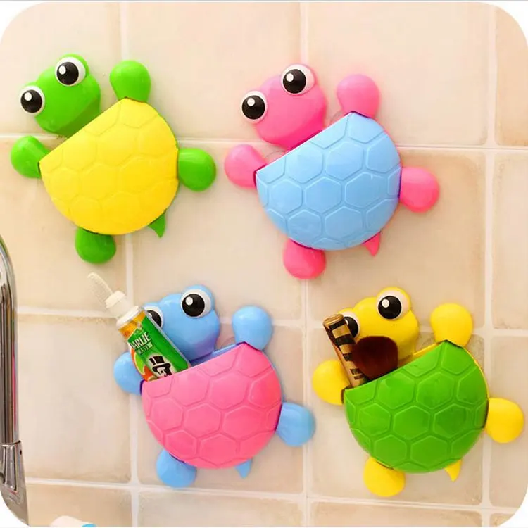 

1PC Cute Cartoon Tortoise Shaped Toothpaste Rack Strong Suction Cup Plastic Toothbrush Holder Bathroom Wall Suction Tooth Holder