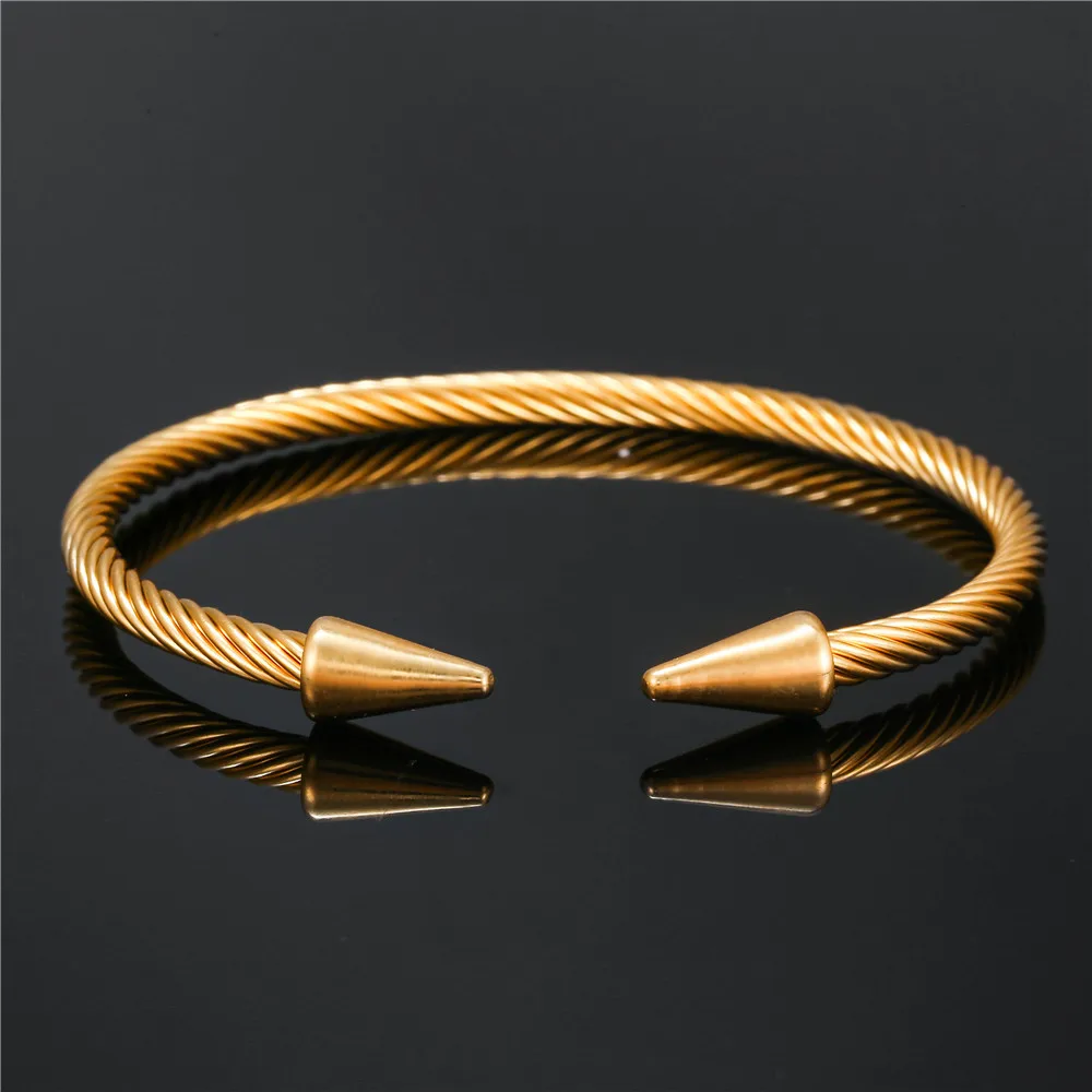 

Trendy Round Open Cuff Rivet Bangle Bracelets For Women Hip Hop Gold Color Titanium Steel Bangle Jewelry Noeud Armband Pulseiras