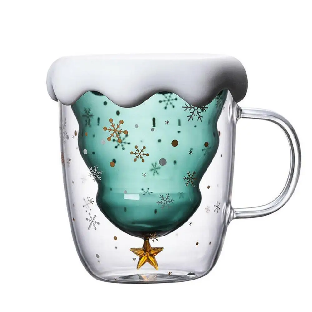 Рождественская двухслойная стеклянная чашка елка звездная желаний стеклянные