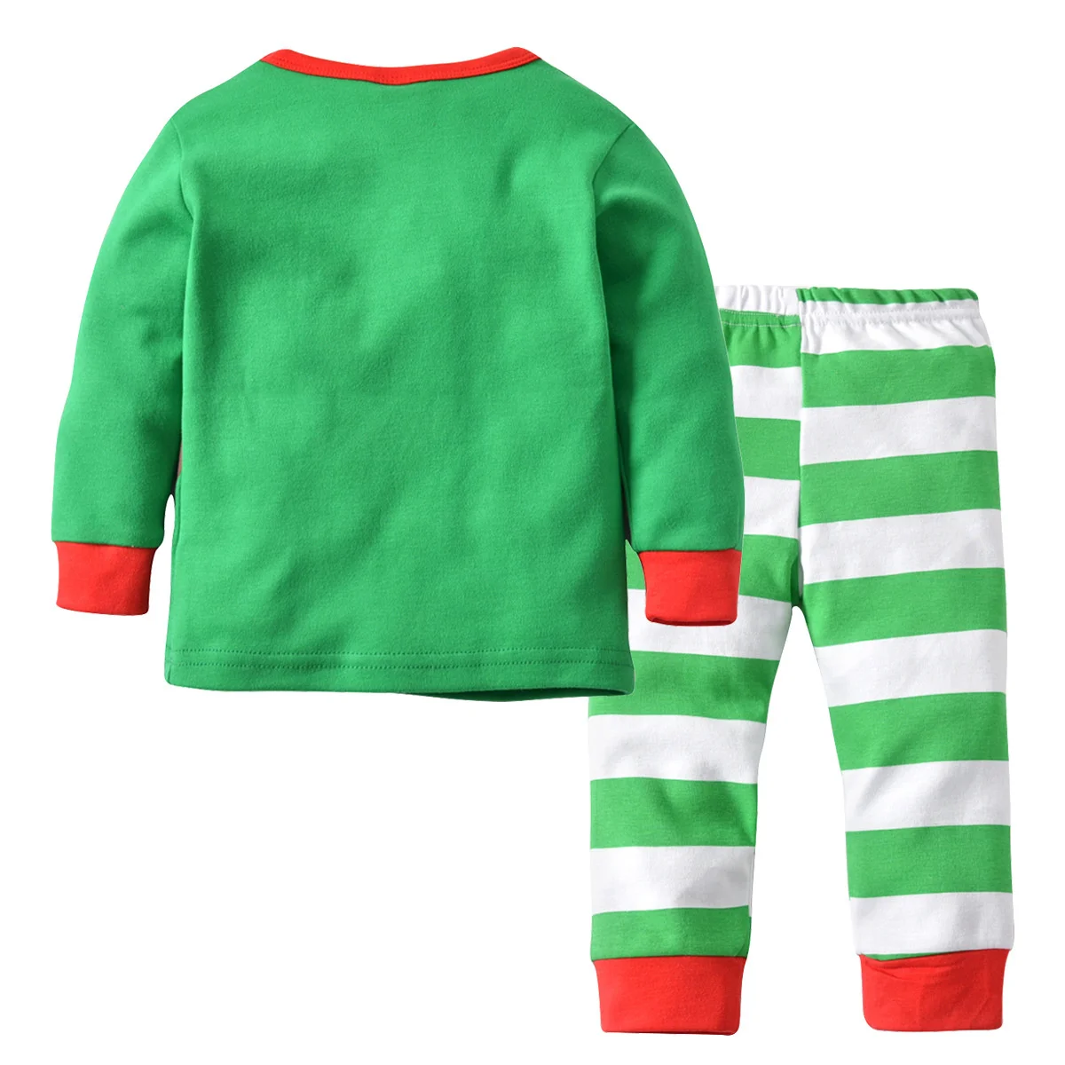 Детская домашняя одежда детский пижамный комплект с принтом Санты зеленые брюки