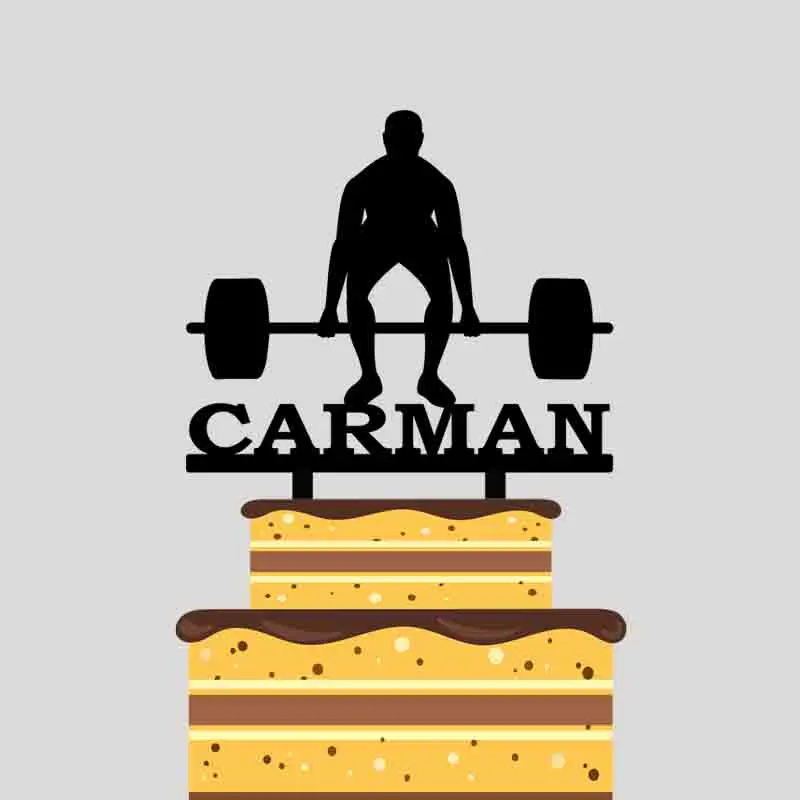 Персонализированный Топпер для торта с именем на заказ мужской подъемник силуэт