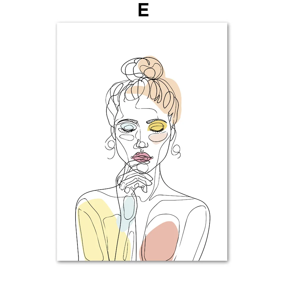 

Forest Landscape Line Art Girl Wall Art Canvas Painting Nordic Posters And Prints Wall Pictures for Living Room Home Decor