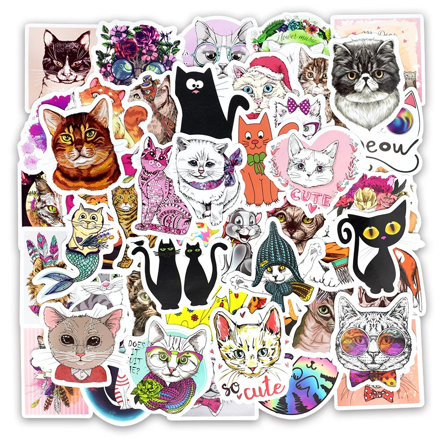 50 шт в наборе Kawaii Cat наклейки животных мультфильм милый детский