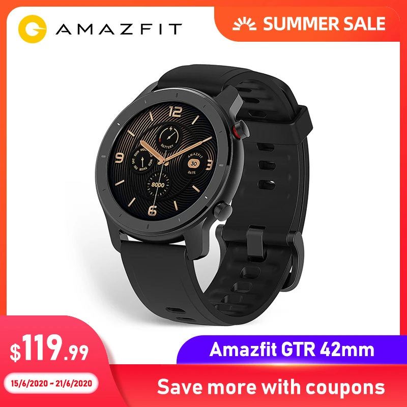 Amazfit GTR 42 мм Смарт часы глобальная версия 5ATM Smartwatch 12 дней батарея GPS|Смарт-часы| |