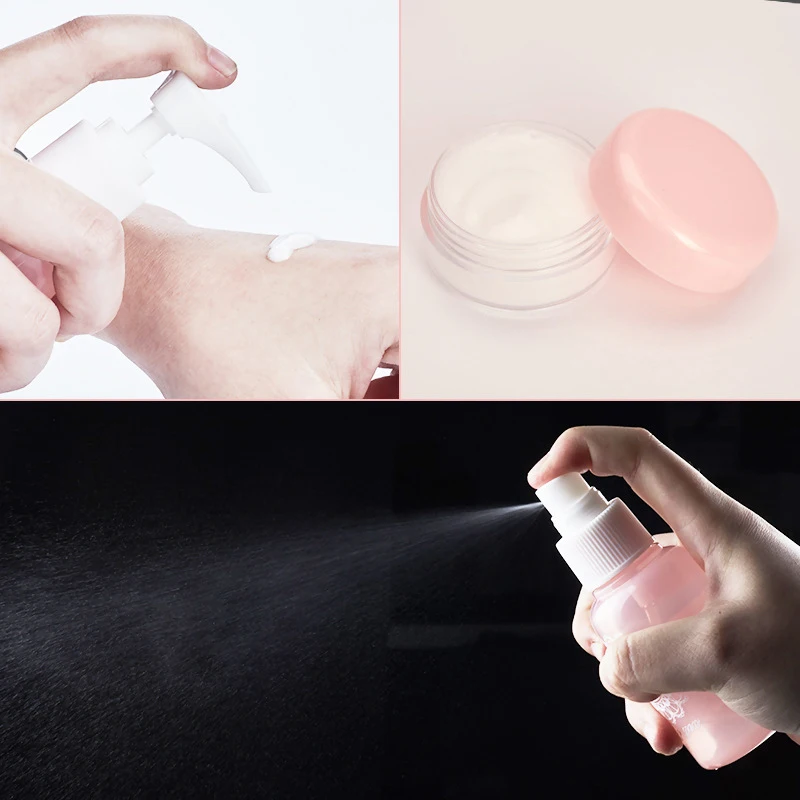 

Travel Cosmetics Empty Bottle Set Separate Bottle Spray Bottle Lotion Bottle Press Mouth Bottle Face Cream Box