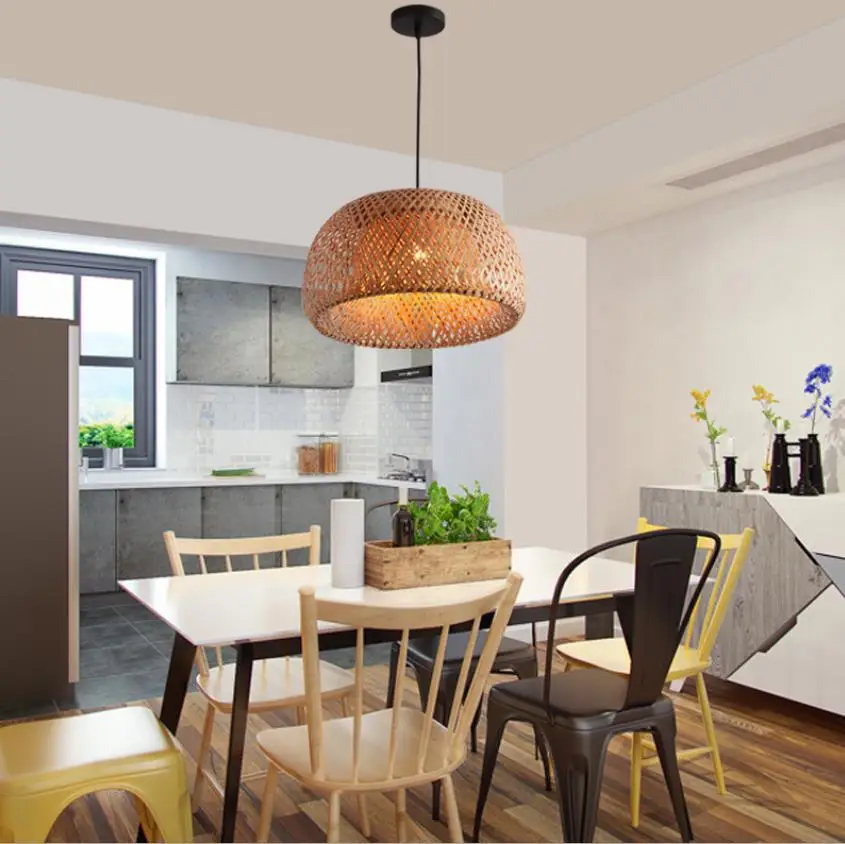 Новый китайский бамбуковый ткацкий светильник антикварный подвесной E27 лампы