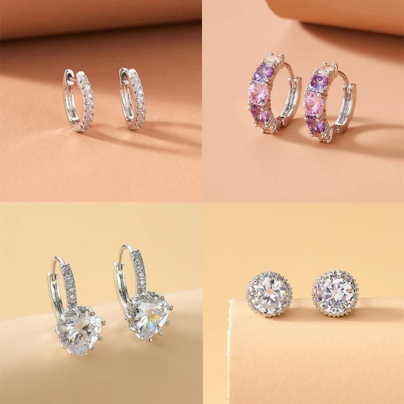 

Серьги-кольца Tocona женские, блестящие медные украшения для ушей, с цветами, сердцами, геометрическим дизайном, свадебная бижутерия