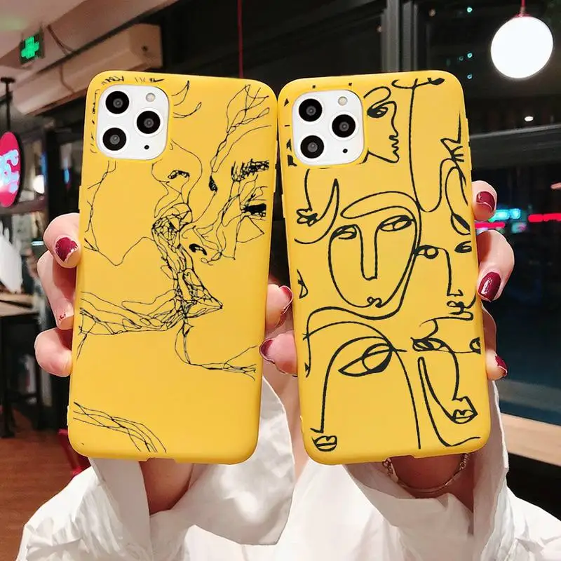 

Funny Face Abstract Cartoon Phone Case Yellow Candy Color for iPhone 11 12 13 mini pro XS MAX 8 7 6 6S Plus X SE 2020 XR