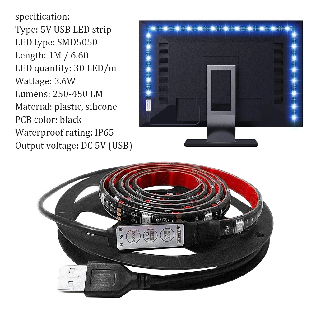 USB Светодиодные ленты лампы SMD5050 DC5V 5 м с выключатель гибкие светодиодные LED
