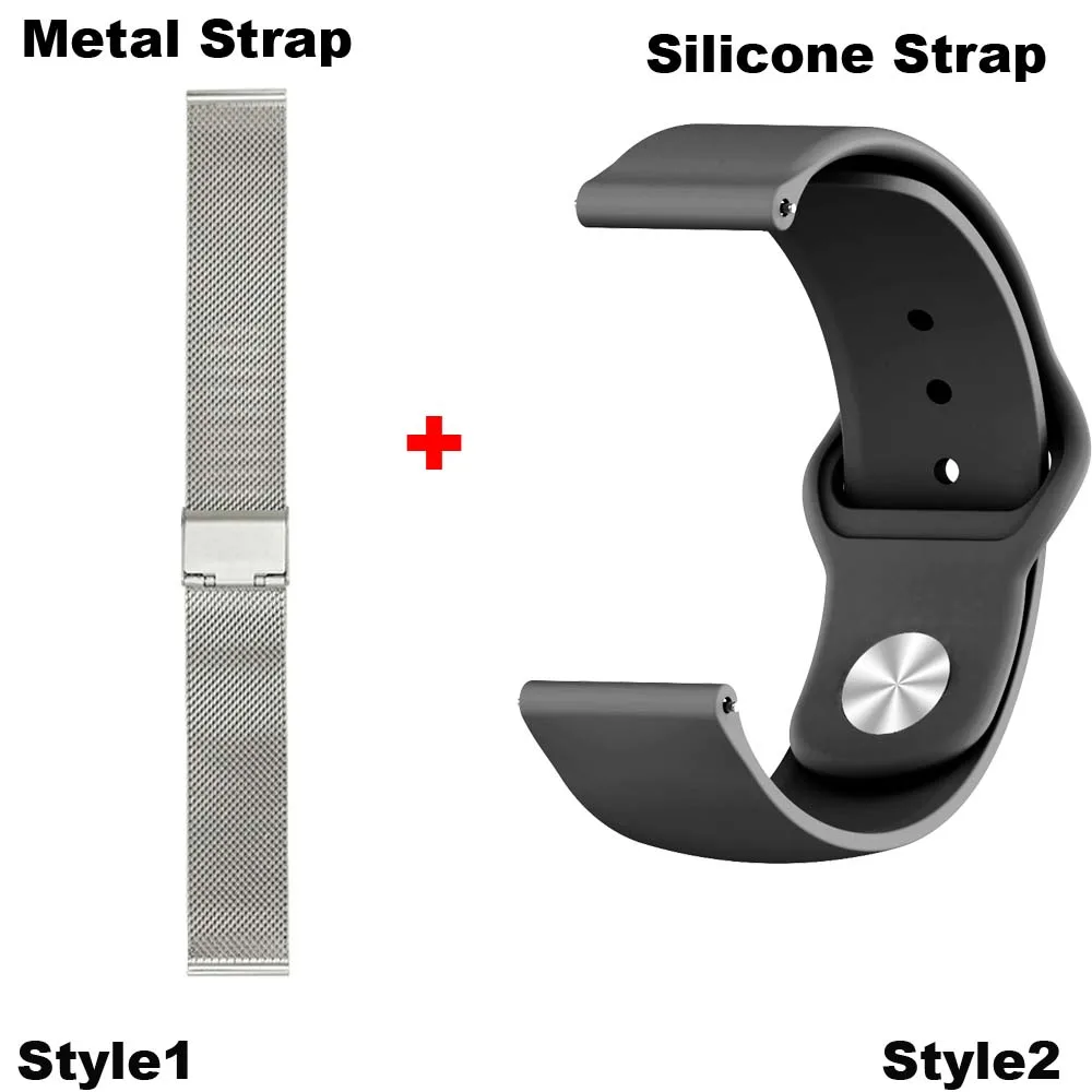 Silver-Black 22 мм браслет ремешок для Xiaomi Huami Amazfit GTR 47 мм Pace Stratos 2 часы ремешок для samsung gear S3 Galaxy 46 мм Correa браслет - Цвет: Silver-Black