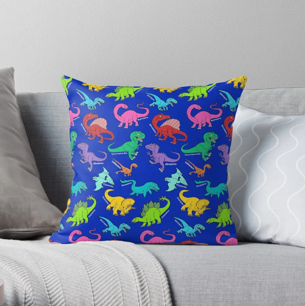 

Dinosaurs rainbow pattern blue background Throw Pillow Pillowcase Cushion Cover Home Decorative Sofa Pillow Cover Cushion Cover