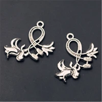 wkoud 8pcs silver color blooming lily charm fashion necklace bracelet diy metal jewelry alloy pendants a933