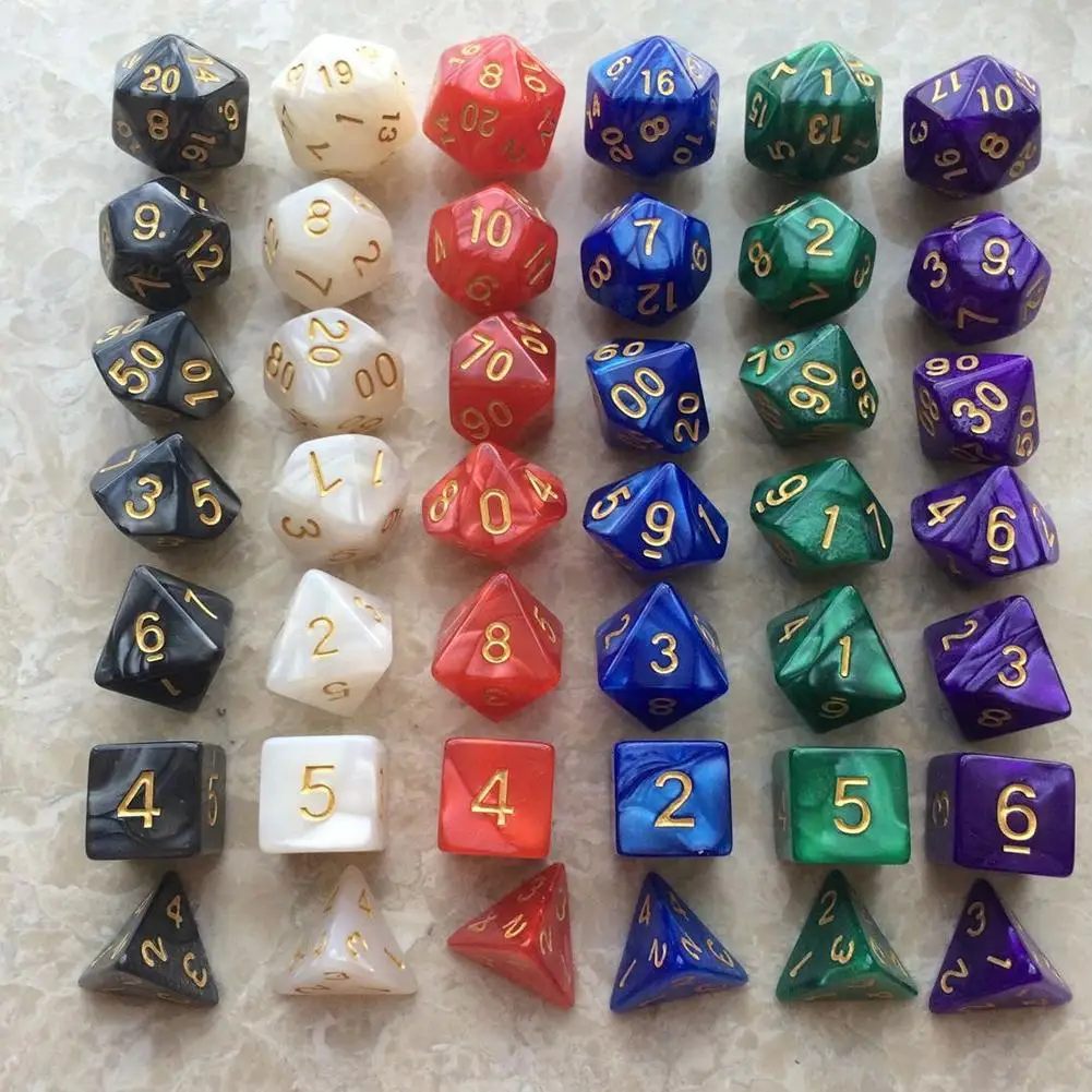 7 шт./компл. D & Dice с эффектом мраморной поверхности D4 D6 D8 D10 % D12 D20 прозрачные игровые
