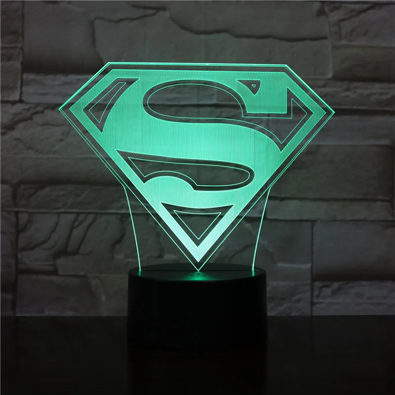 Супермен Бэтмен логотип Dc Лига Справедливости Usb 3d светодиодный Ночной