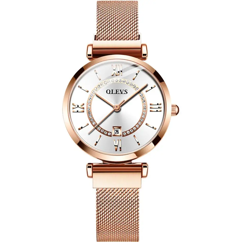 Элегантные женские часы роскошные брендовые с календарем и бриллиантами