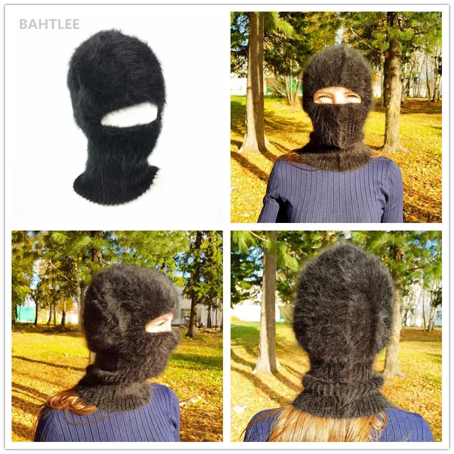 BAHTLEE, зимняя Лыжная маска, Балаклава, Ангорский кролик, вязаная шапка, шарф, шапки, теплые шапки для мужчин или женщин, Теплая Флисовая шапка