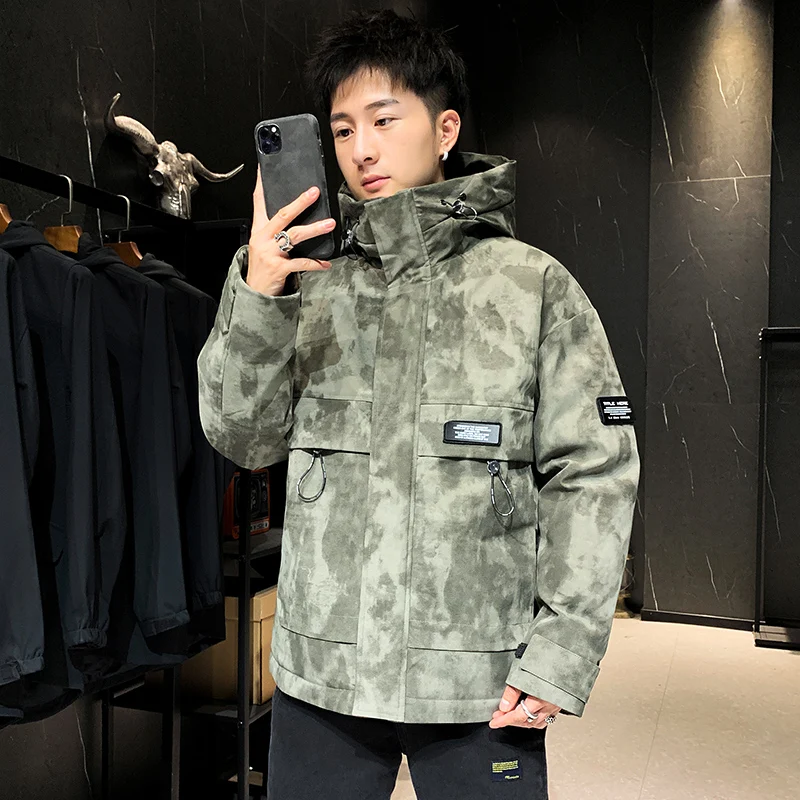 Casual Autumn Winter Thick Warm Parkas Men's Cotton Coat Trend Camouflage Cotton-Padded Jackets Hooded Outwear Large M-4XL Tops