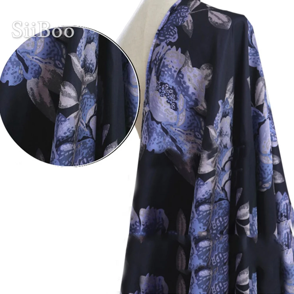 Жаккардовая ткань в американском стиле элегантная синяя жаккардовая с цветочным