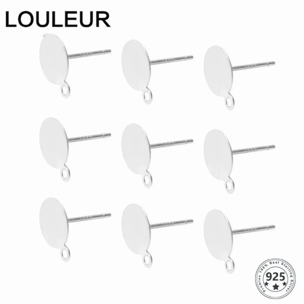 

Louleur 10PCS/lot 925 Sterling Silver Earring Stud Cabochon Flat Base Pad Blank For Diy Earring Pins Making Setting Component
