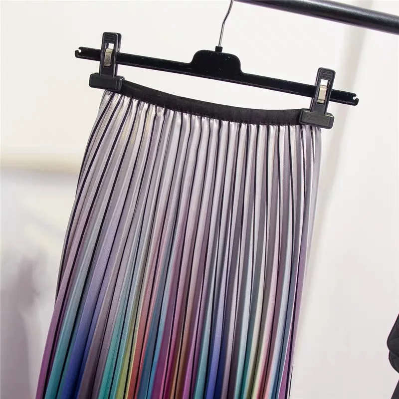 Женские юбки в радужную полоску Marwin трапециевидные до середины икры европейском