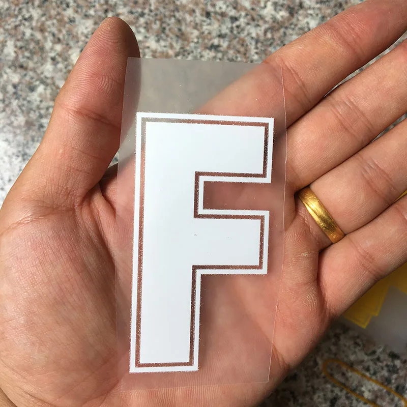 8cm F Горячая фиксация накладки для ногтей теплопередачи Горячие бирки для одежды с золотым тиснением сумка рубашка письмо номер железа на заплатках - Цвет: 8cm F