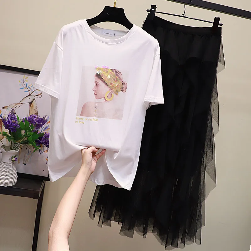 Летний комплект из 2 предметов Женская белая футболка с коротким рукавом и