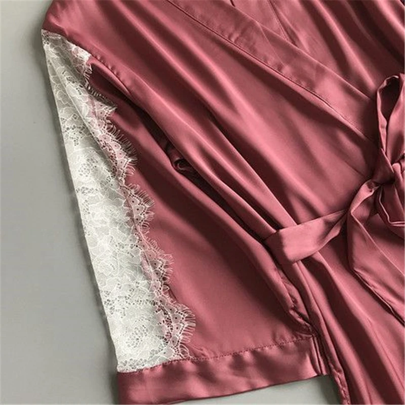 

Nightdress female sense lace strap nightdress nightgown ice silk two-piece suit toga thin section temptation party fashion robe