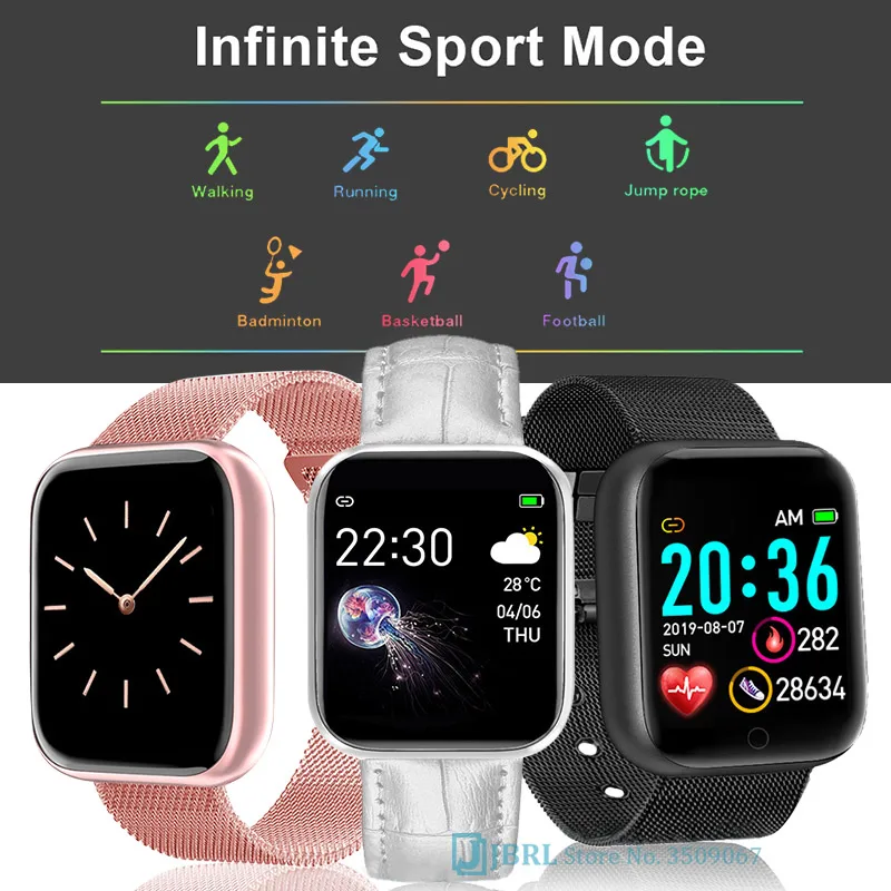 

Fashion Full Touch Smart Watch Women Men Square Smartwatch Fitness Tracker Electronic Smart Clock For Android IOS Smart-Watch