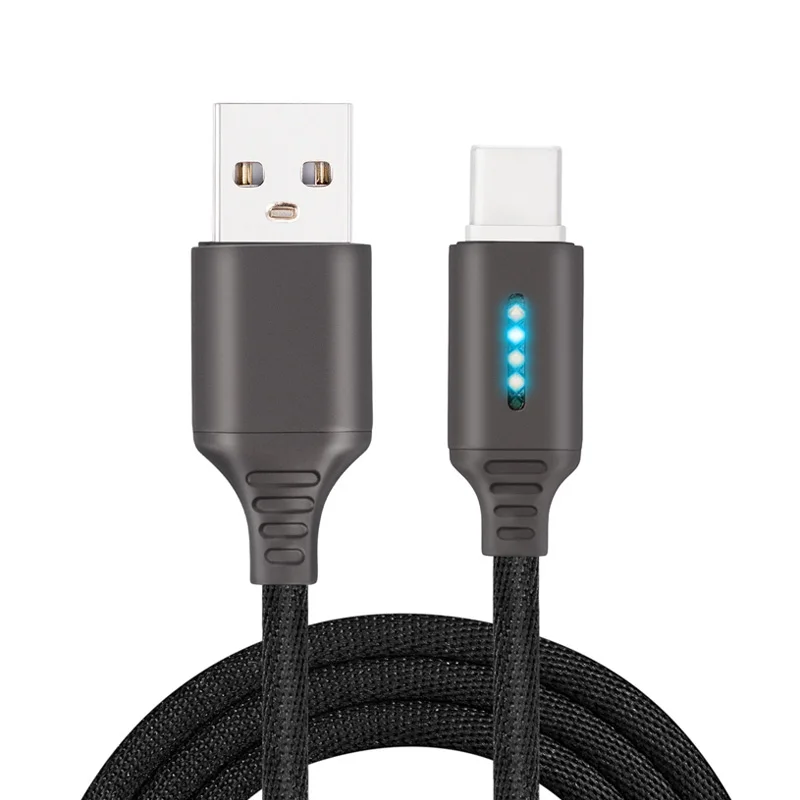 Быстрое зарядное устройство кабель USB Type C Динамический светодиодный Micro Авто
