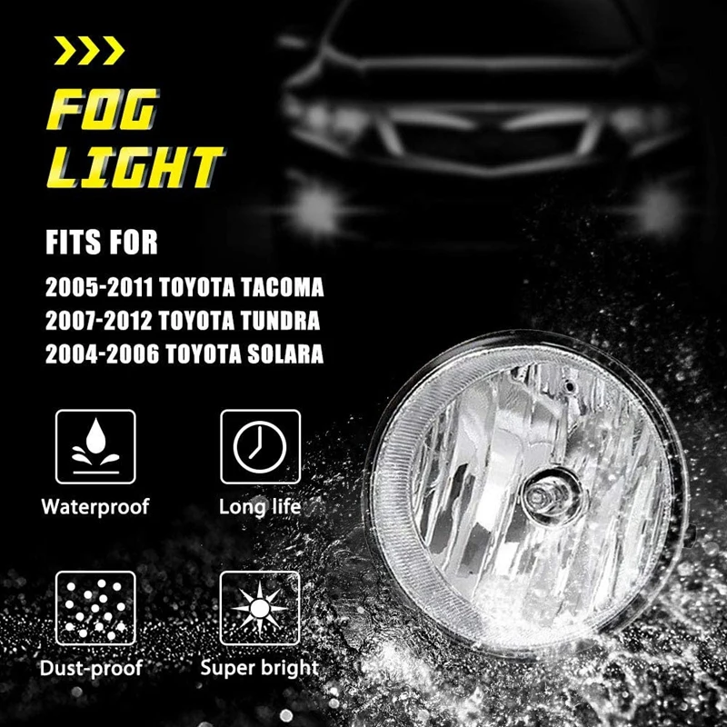 

Driving Fog Lights for Toyota Solara 2004-2006 -2007-2012 Tacoma 2005-2011 Clear Lens Fog Lamps