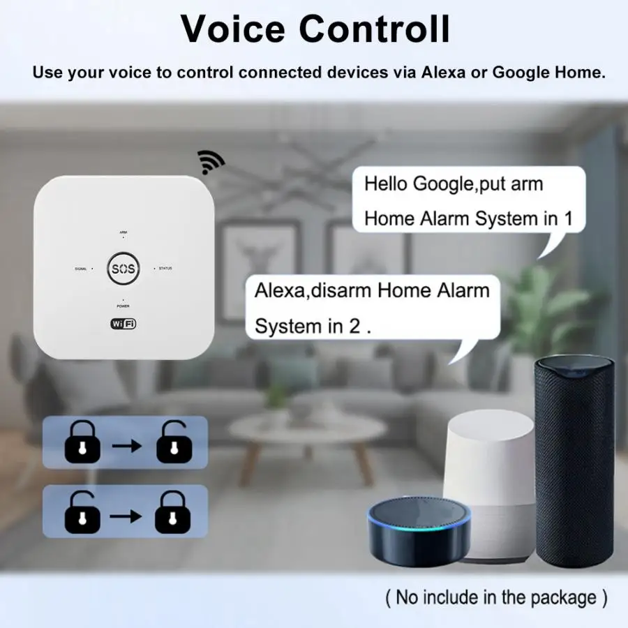Tuya Smart wifi GSM домашняя система сигнализации PIR для Alexa Google Assistant 100 240V alarmas de seguridad