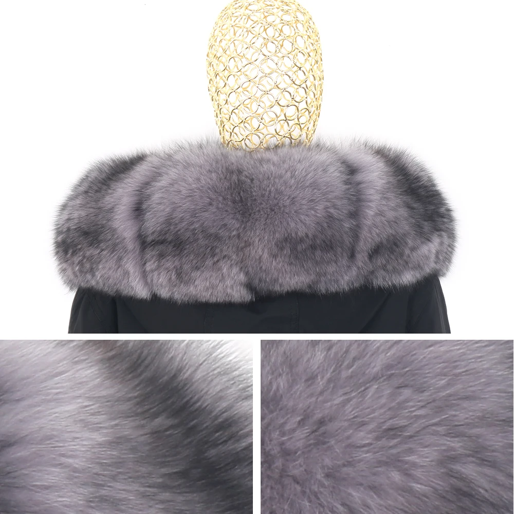 2021 Fashion Winter Jacket Big Fur Women Real Fur Coat Natural Real Fox Fur Collar Loose Long Parkas Outerwear Detachable enlarge