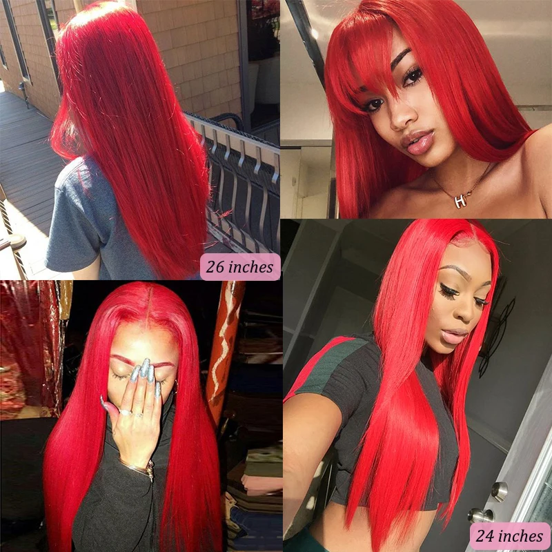 Remyblue/красные парики из человеческих волос на фронте с кружевом прямые волосы 13*4