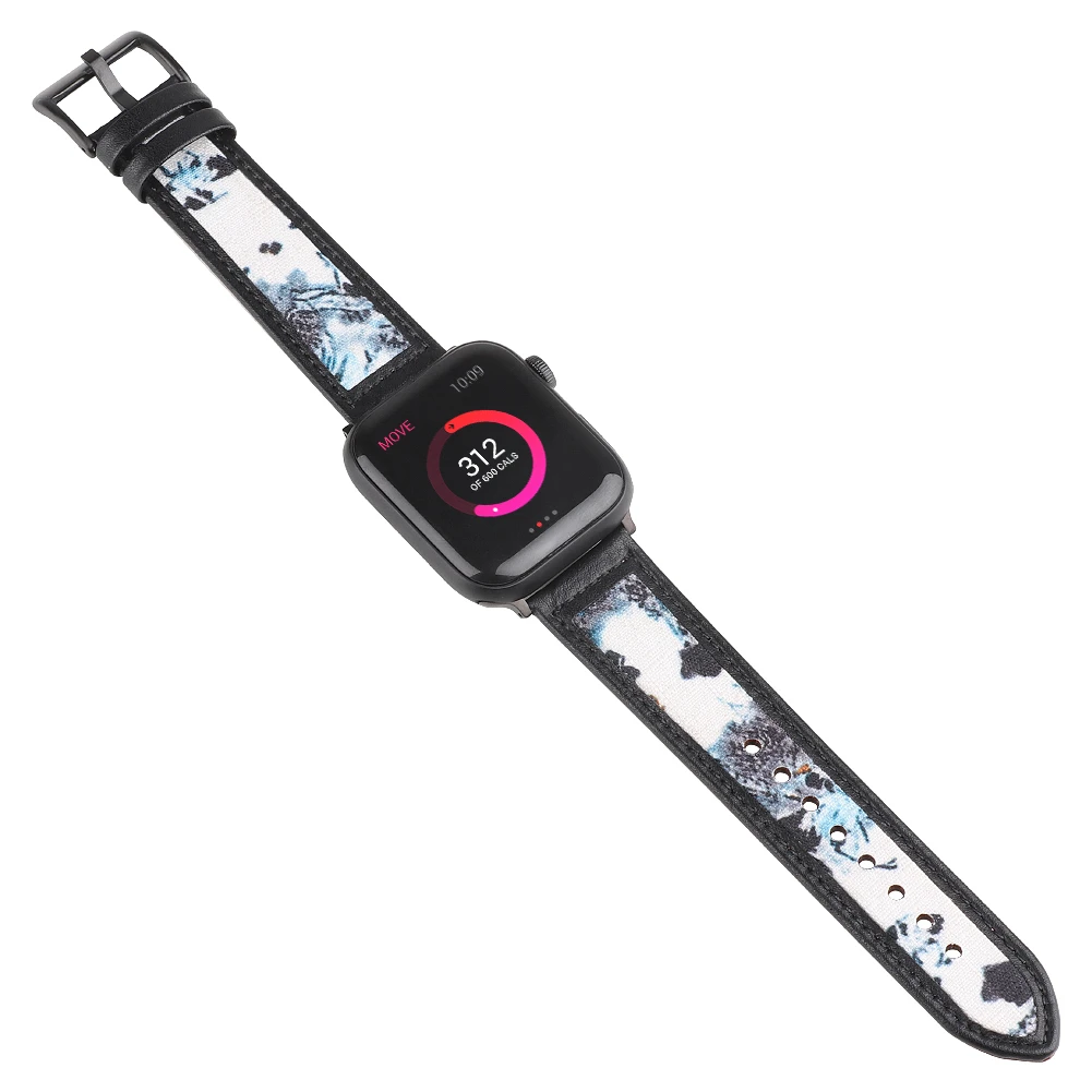 

Кожаный ремешок с рисунком чернил для ремешка apple watch 44 мм, 42 мм, Iwatch Series SE 6, 5, 4, 3, 2, 1, 40 мм, сменный ремешок для часов