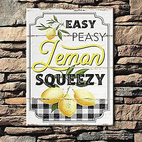 

HAIMAX Tin Sign Indoor Cafe Barber Shop Metal Signs Bar Ranch Decor Easy Peasy Lemon Squeezy Vintage Style Garage 16x12 Inches