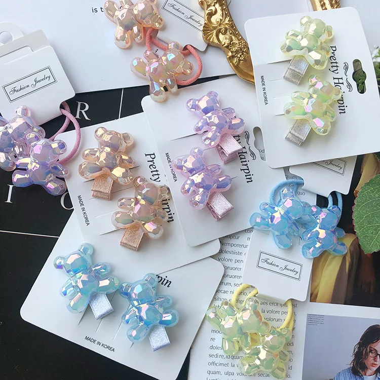 

Новые корейские Детские Классические желейные милые косички для волос с маленьким медведем