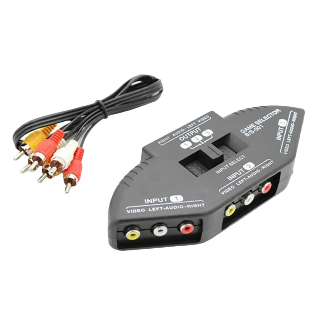 3 Way Аудио Видео AV RCA сплиттер черный Переключатель Селектор коробка композитный